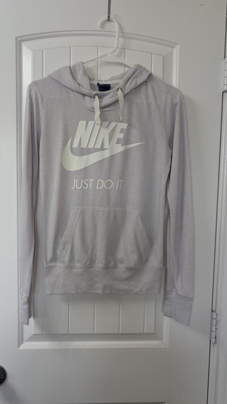 Vintage Nike Just Do It lavender Pullover Hoodie Women's Size S Logo Pockets